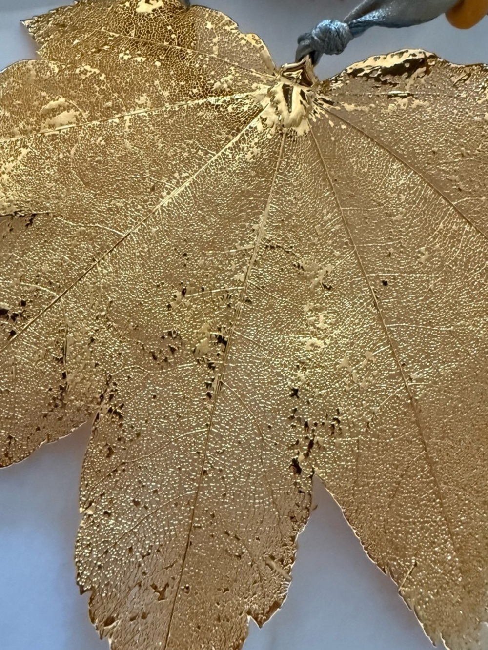 Gold Leaf Ornament with Crane Bead Accent by Still Life - Picture 5 of 9